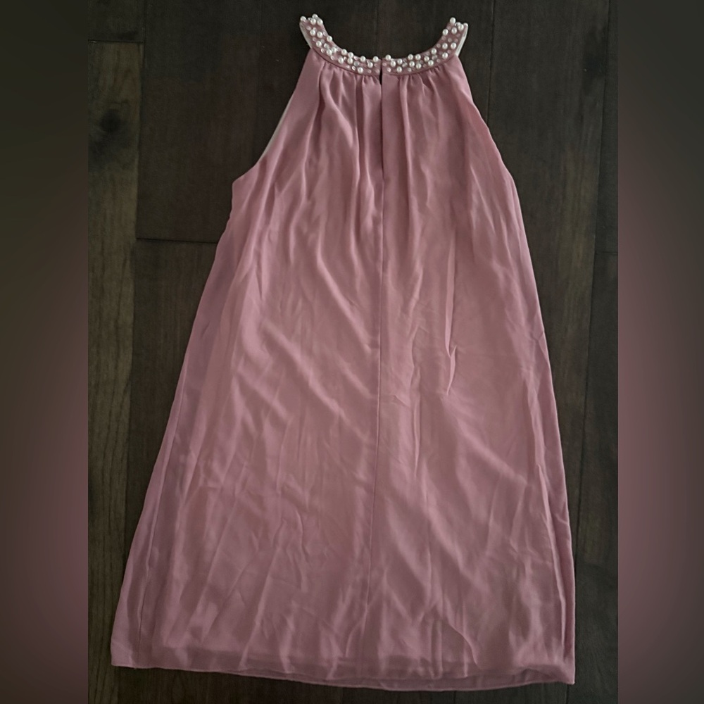 Pink Sleeveless Dress with Pearl Detail